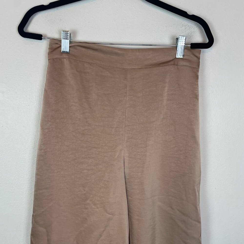 House of Harlow 1960 Women's S Tan Brown Satin High Rise Wide Leg Trouser Pants - Picture 2 of 8